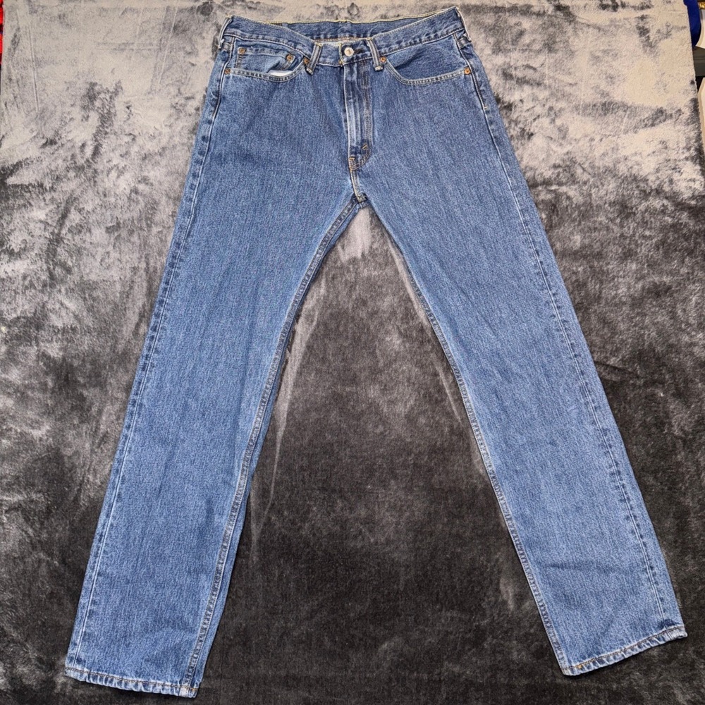 Levis 505 Regular Fit Straight Leg Blue Denim Jeans Mens W34 L34 A00589